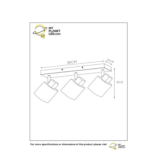 Plafondspot 3xE14 zwart met gerookt glas
