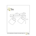 Plafondspot 2xE14 zwart met gerookt glas