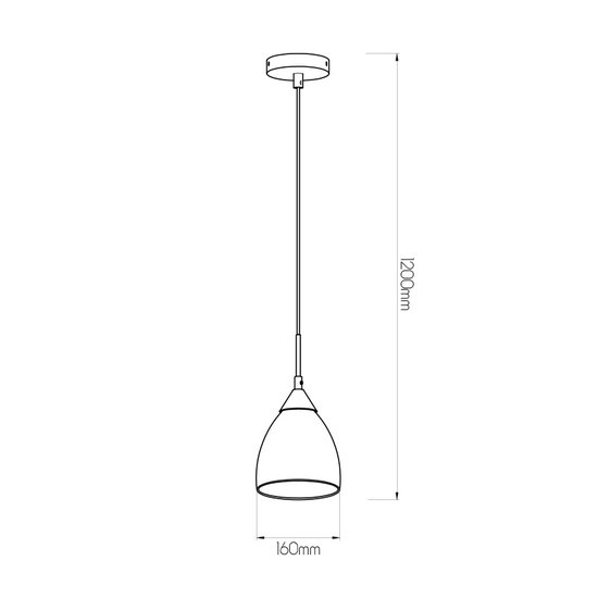 Fantasia Ninis glass pendant lamp, dome-shaped, grey/nickel, E27 fitting (bulb excl.), 160mm diameter, 1200mm height