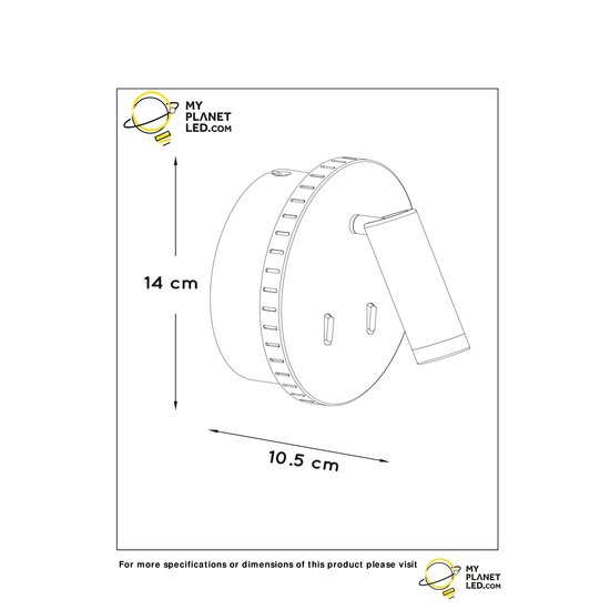 Exceptionnelle applique noire rotative 14 cm 11W 3000K