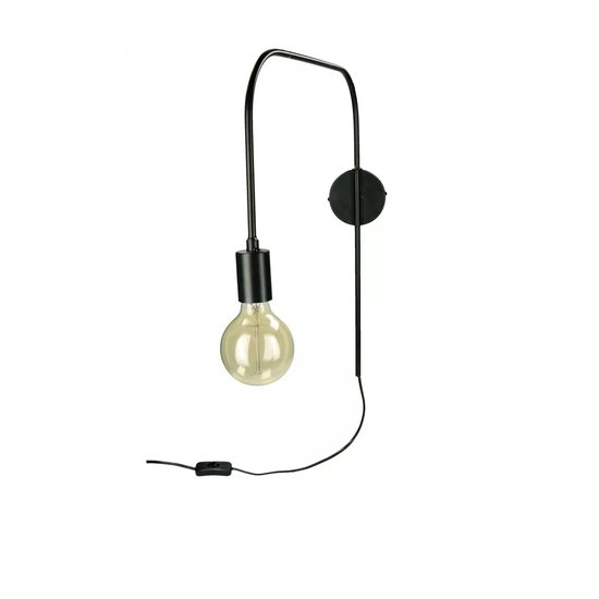 Vintage wall light with black rod 56cm high