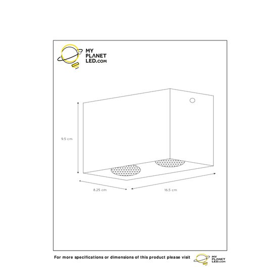 Spot de plafond blanc rectangulaire avec 2 spots GU10