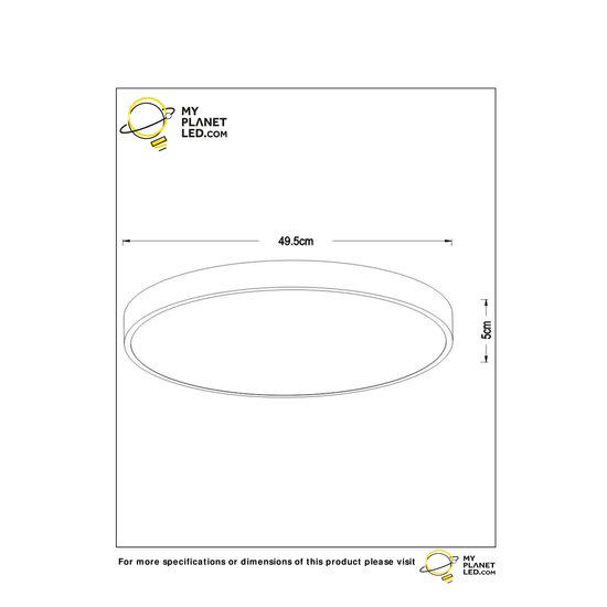 Grote plafonnière 50 cm dia LED 36W 2700K 3 StepDim zwart