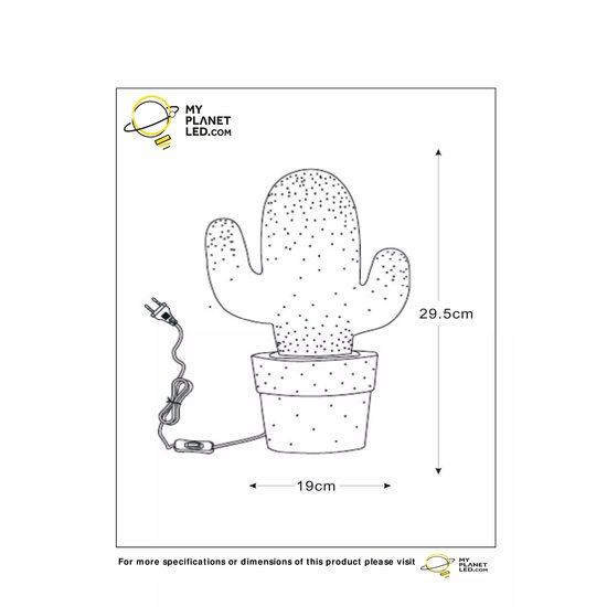 Green cactus table lamp 20 cm E14