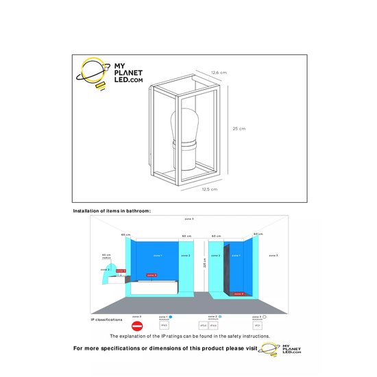 Landelijke badkamer wandlamp 1xE14 IP54 zwart