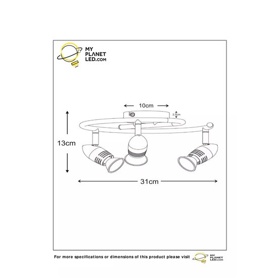 Spot plafond intemporel 31 cm 3xGU10 chrome mat