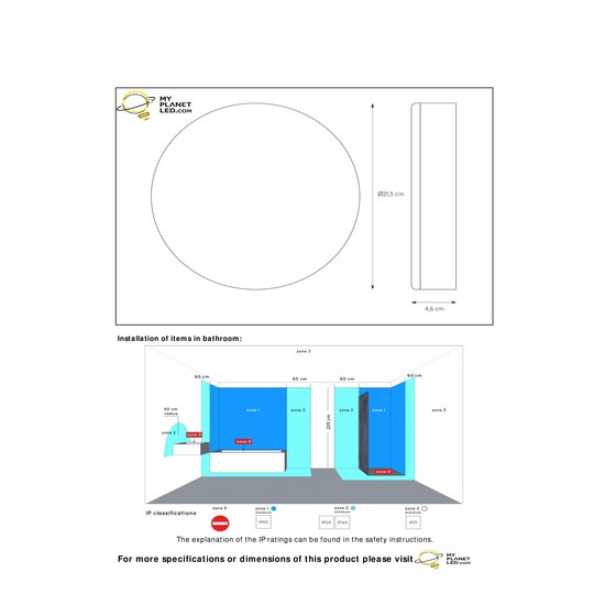 Waterbestendige plafondlamp 30W 3000K IP44 wit rond