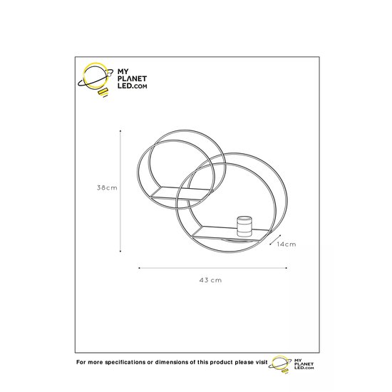 Decoratieve dubbele ring zwarte wandlamp E27