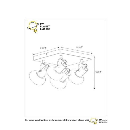 Spot de plafond élégant et unique 4xE14 noir