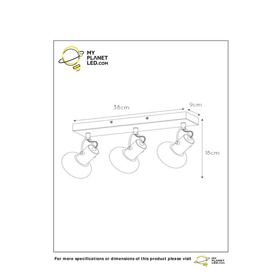 Elegante foco de techo único 3xE14 negro