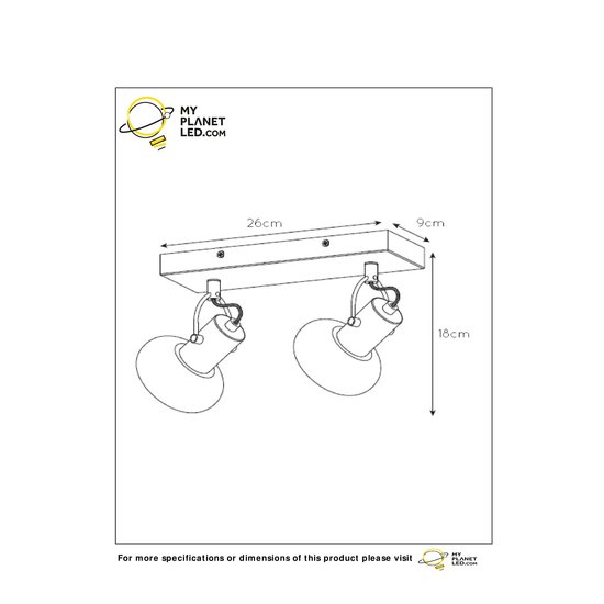 Spot de plafond élégant et unique 2xE14 noir
