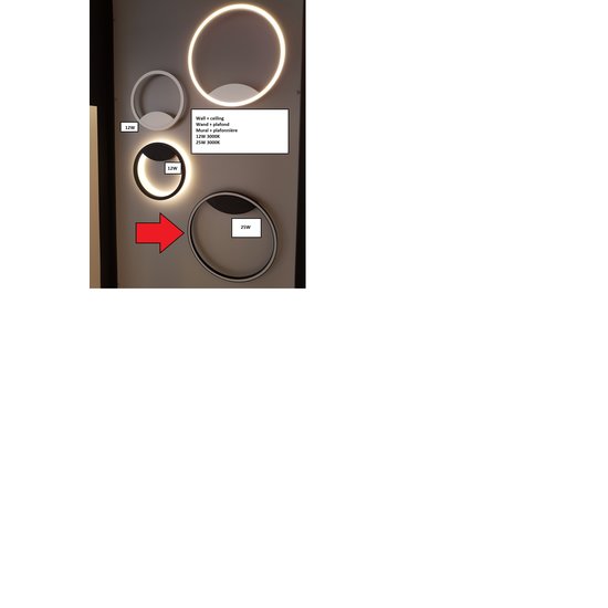 Dimmable ring lamp for wall or ceiling with direct light black 25W