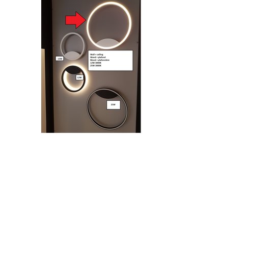 Lámpara de aro regulable para pared o techo con luz directa blanca 25W