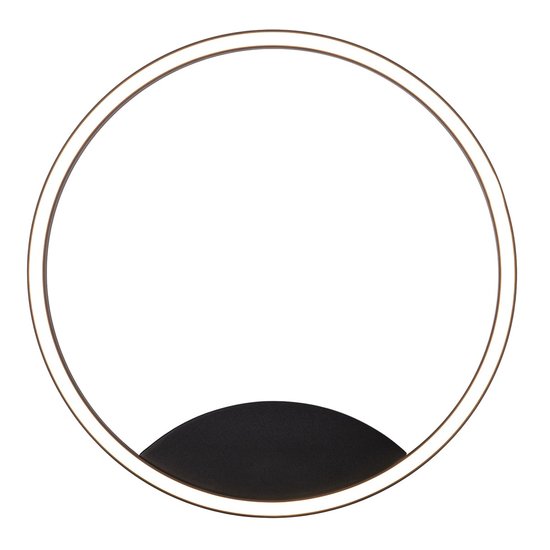 Fantasia Fantasia ORSO ring-shaped wall and ceiling lamp in black, dimmable, with 25W LED and 3000K warm white light