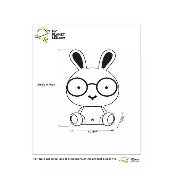 Conejo rosa sobremesa habitación infantil regulable 3W