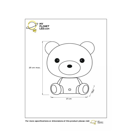 Bear white table lamp children's room dimmable 3W