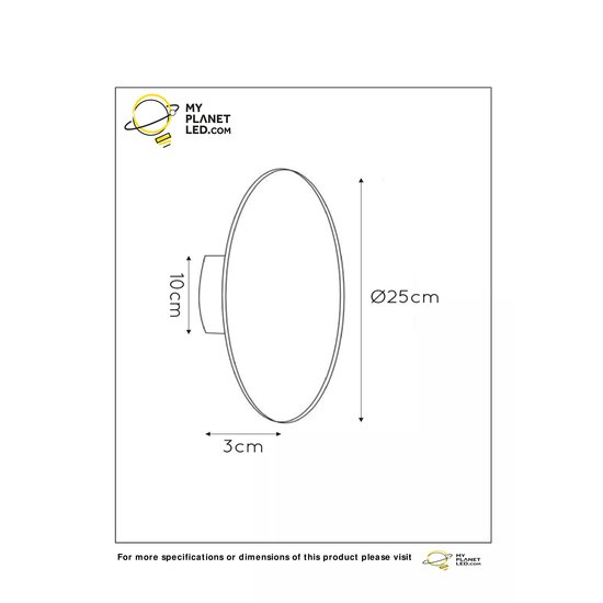 Aplique de pared grande blanco circulo 25 cm LED 1x8W 3000K