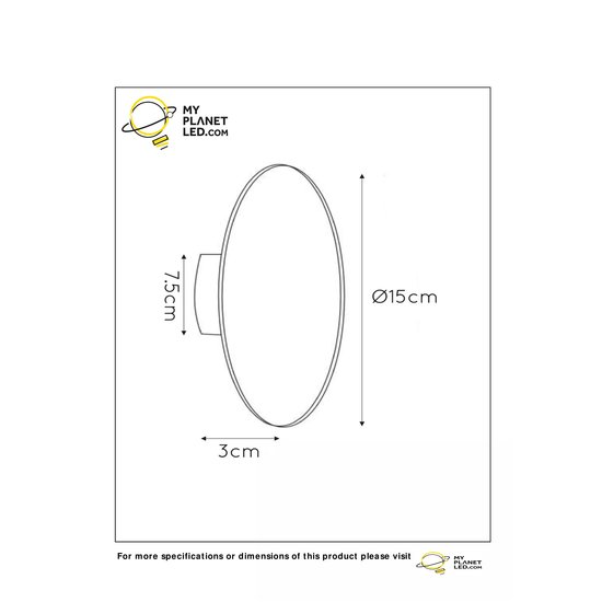 Ronde matgoud/messing wandlamp cirkel 15 cm LED 6W