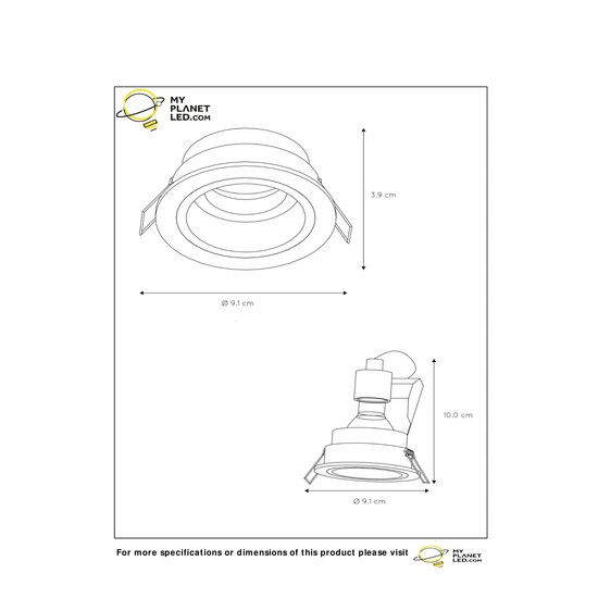 Spot encastrable noir encastrable rural 9,1 cm rond GU10