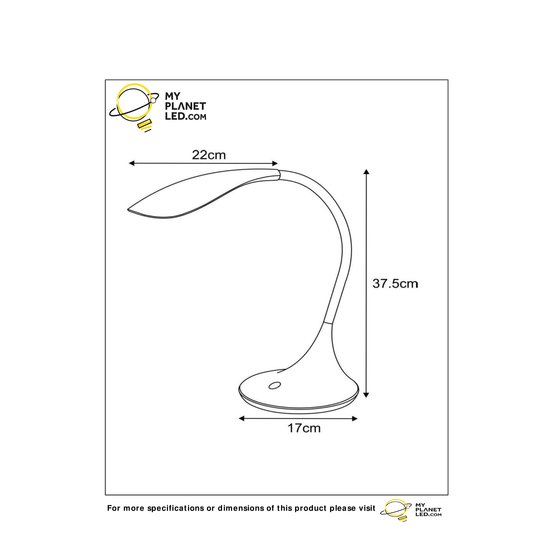 Elegant curved white desk lamp 6W dimmable 3000K