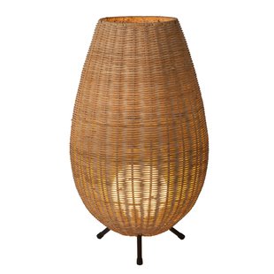 Hermosa lámpara de mesa cónica de 30 cm de diámetro 1xG9 de madera clara