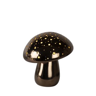 Champignonvormig tafellampje mat zwart chroom 1xE14