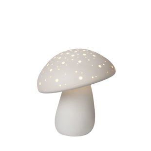 Mushroom-shaped white table lamp 1xE14