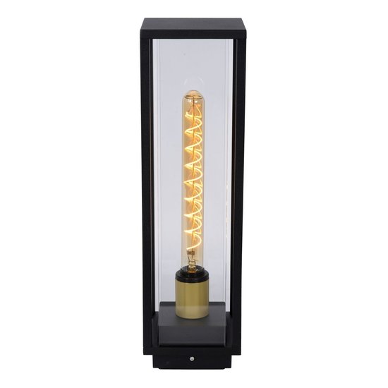 Rectangular design outdoor pedestal lamp 1xE27 IP54 black