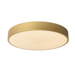 Mittelgroße mattgoldene Deckenleuchte mit 39,5 cm Durchmesser, LED-Dimmung 24 W, 2700 K, 3 Stufendimmung