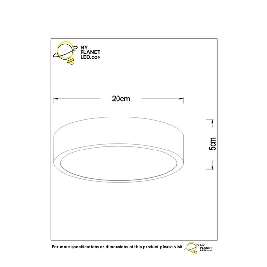 Mini plafonnier 20 cm dia LED Dim. 1x12W 2700K 3 StepDim Noir