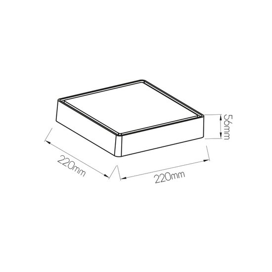 Light gray square ceiling lamp or wall lamp IP65 1380 lumen