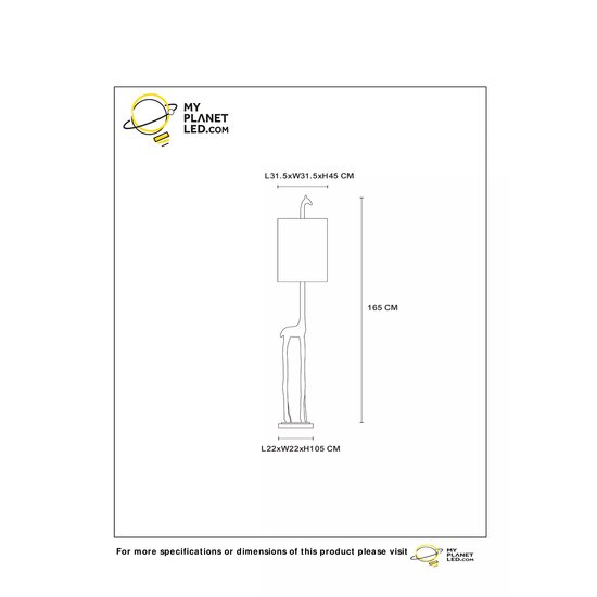 Stately giraffe matt gold/brass floor lamp E27