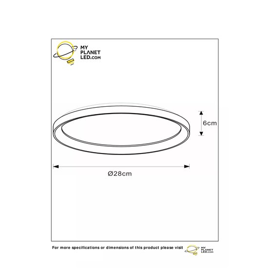 Plafonnier sobre 28 cm dia LED Dim. 1x20W 2700K Or Mat / Laiton