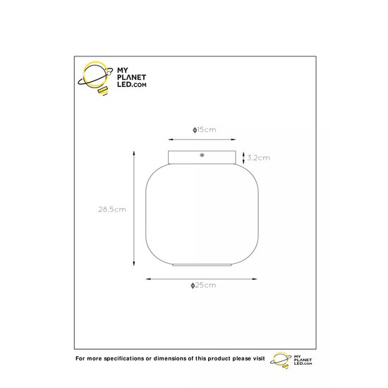 Plafonnier élégant 25 cm dia 1xE27 Fumé