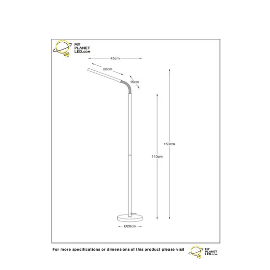 Functionele flex vloerlamp LED Dimb. 3 StepDim wit