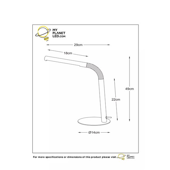 Lampe de lecture/bureau blanche flexible et fonctionnelle à gradation LED. 3 niveaux de gradation