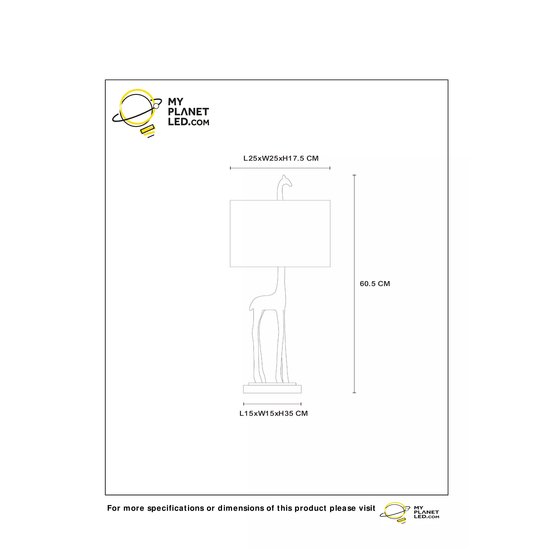 Giraf mat goud/messing met safari design tafellamp E27