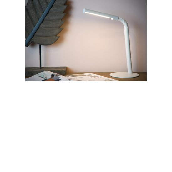 Lampe de lecture/bureau blanche flexible et fonctionnelle à gradation LED. 3 niveaux de gradation