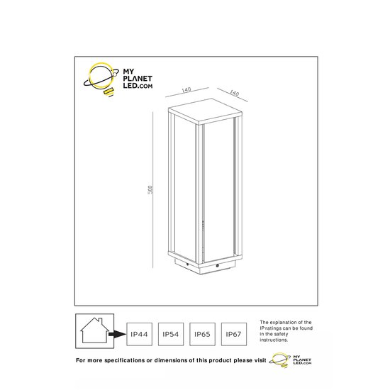 Lampe sur pied d'extérieur design rectangulaire 1xE27 IP54 noir