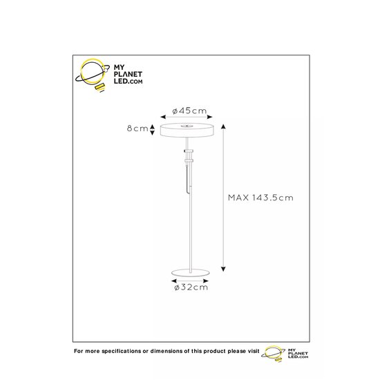Lámpara de pie de latón con pantalla redonda E27 diámetro 30cm