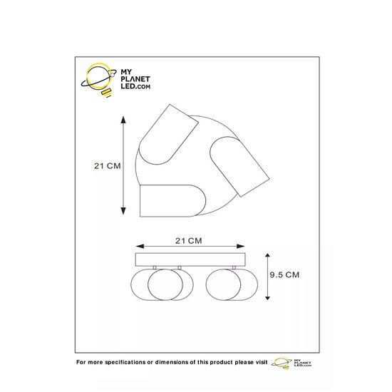 Spot de plafond cylindrique 21cm dia 3xGU10 noir