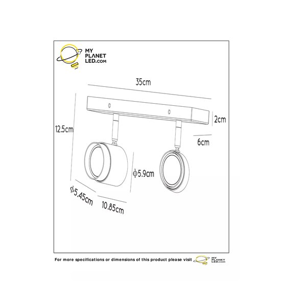 Warm and modern black ceiling spotlight 2xGU10