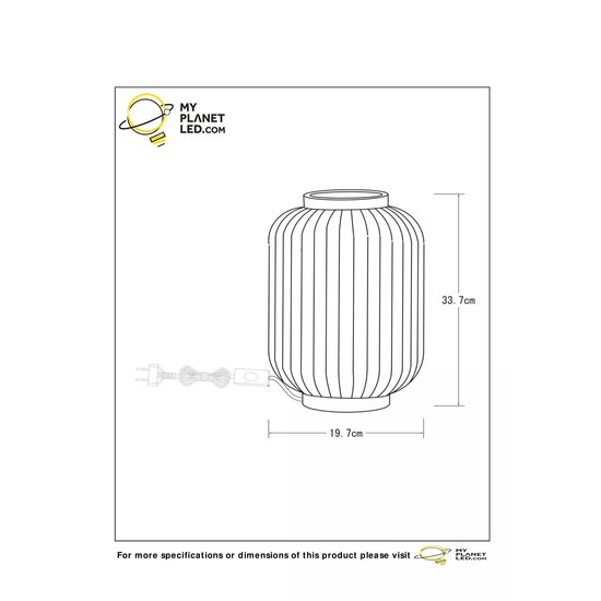 White/brass ribbed high table lamp 19.7 cm E14