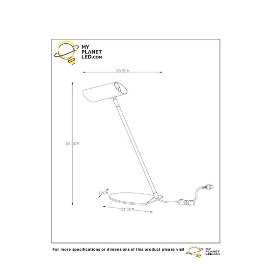 Elegante schlanke weiße Schreibtischlampe GU10
