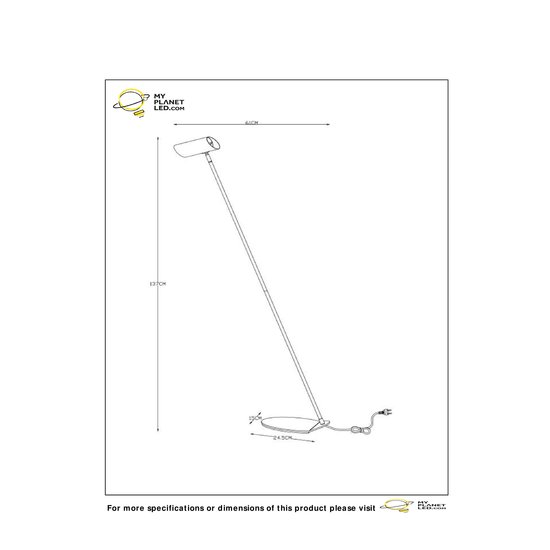 Elegant slim anthracite standing reading lamp GU10