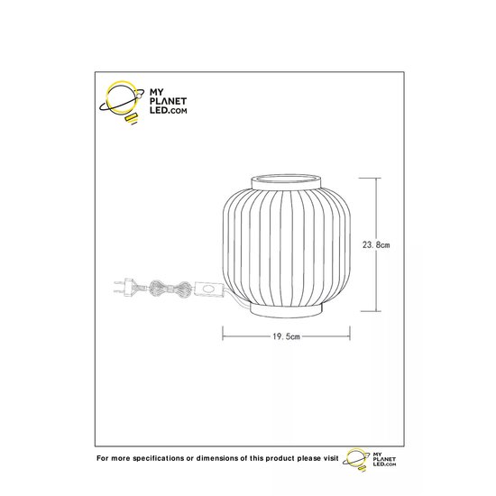 Witte/messing geribbelde lage tafellamp 19,7 cm E14