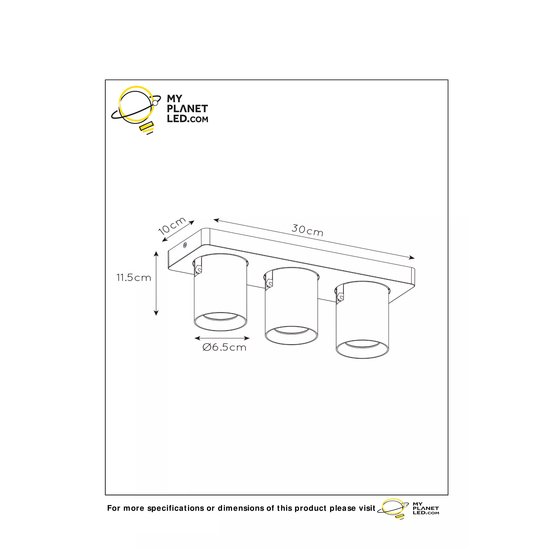 Spot de plafond noir avec blanc LED Dim pour réchauffer les tubes GU10 3x5W