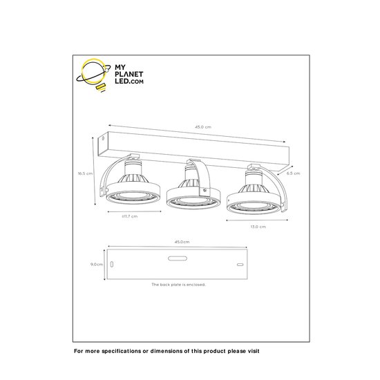Grote richtbare LED opbouwspot-dim to-warm volledig zwart 3x12W