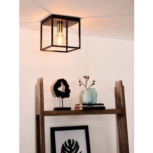 Sleek minimalist cubic ceiling lamp E27 black