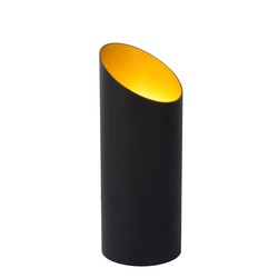 Elegante lámpara de mesa cilíndrica moderna negra 9,6 cm E27